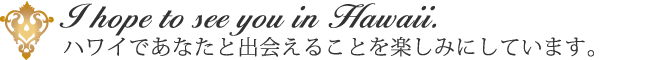 ハワイであなたと出会えることを楽しみにしています。